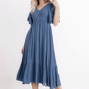 Baltic Born Felicity Smocked Dress in Blue Size Large